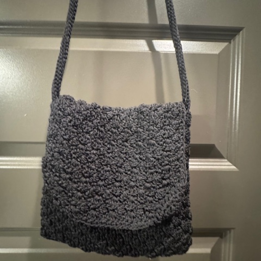 The Sak Black Crochet Crossbody Bag – Boho Woven Purse with Long Strap